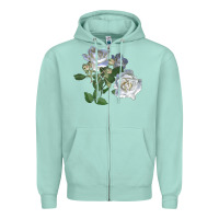 Seafoam white dawn rose Zipper Hoodie - LillyAllenDesigns