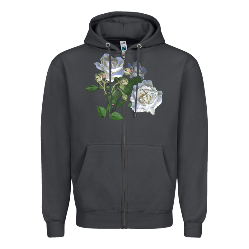 White Dawn Rose Zipper Hoodie by LillyAllenDesigns | Teevron