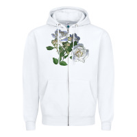 White white dawn rose Zipper Hoodie - LillyAllenDesigns