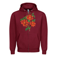 Burgundy tithonia fiesta del sol sunflower Zipper Hoodie - LillyAllenDesigns