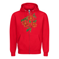Red tithonia fiesta del sol sunflower Zipper Hoodie - LillyAllenDesigns