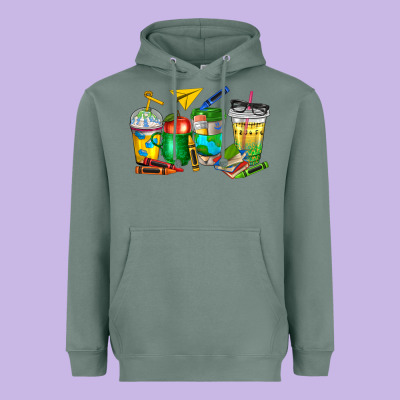 Teacher Coffee Cups Heavyweight Hoodie Designed By Nancycooperartshop