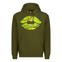 Army Green softball lips Premium Hoodie - AdoDesignShop