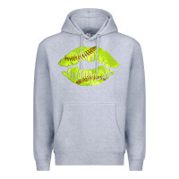 Heather Grey softball lips Premium Hoodie - AdoDesignShop