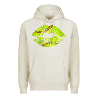 Oatmeal Heather softball lips Premium Hoodie - AdoDesignShop