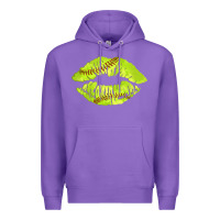 Purple softball lips Premium Hoodie - AdoDesignShop