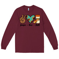 Burgundy peace love fall Long Sleeve Tee - JahusDesignShop