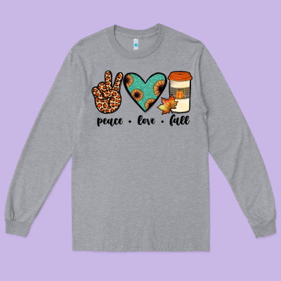 Peace Love Fall Long Sleeve Tee Designed By Jahusdesignshop