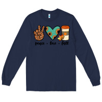 Navy peace love fall Long Sleeve Tee - JahusDesignShop