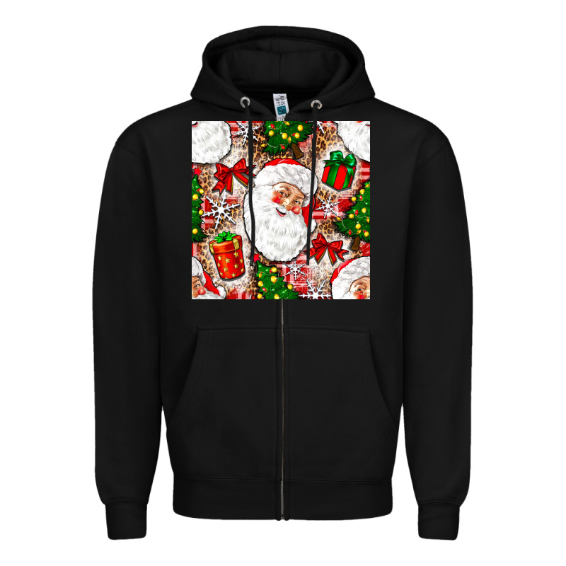 Christmas Santa Claus And Gift Box Zipper Hoodie by NancyCooperArtShop | Teevron