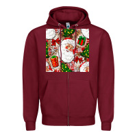 Burgundy Christmas Santa Claus and gift box Zipper Hoodie - NancyCooperArtShop