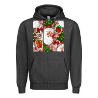 Charcoal Heather Christmas Santa Claus and gift box Zipper Hoodie - NancyCooperArtShop