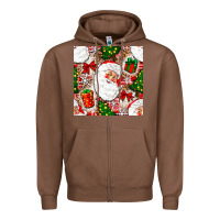 Chestnut Christmas Santa Claus and gift box Zipper Hoodie - NancyCooperArtShop
