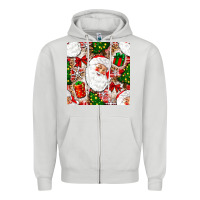 Dove Grey Christmas Santa Claus and gift box Zipper Hoodie - NancyCooperArtShop