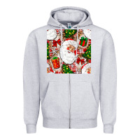 Heather Grey Christmas Santa Claus and gift box Zipper Hoodie - NancyCooperArtShop