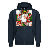 Navy Christmas Santa Claus and gift box Zipper Hoodie - NancyCooperArtShop