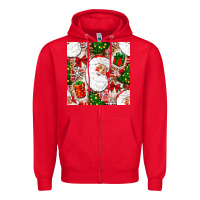 Red Christmas Santa Claus and gift box Zipper Hoodie - NancyCooperArtShop