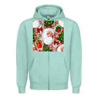 Seafoam Christmas Santa Claus and gift box Zipper Hoodie - NancyCooperArtShop
