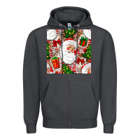 Smoke Christmas Santa Claus and gift box Zipper Hoodie - NancyCooperArtShop