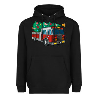 Black christmas fire truck Heavyweight Hoodie - MaliasSmallBusiness