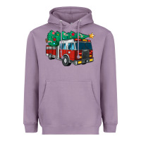 Lavender christmas fire truck Heavyweight Hoodie - MaliasSmallBusiness