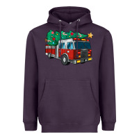 Plum christmas fire truck Heavyweight Hoodie - MaliasSmallBusiness