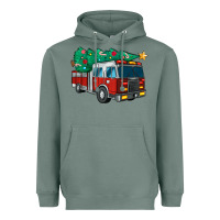 Sage christmas fire truck Heavyweight Hoodie - MaliasSmallBusiness