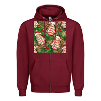 Burgundy Christmas tree cakes Zipper Hoodie - NancyCooperArtShop