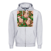 Heather Grey Christmas tree cakes Zipper Hoodie - NancyCooperArtShop