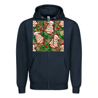 Navy Christmas tree cakes Zipper Hoodie - NancyCooperArtShop