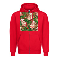 Red Christmas tree cakes Zipper Hoodie - NancyCooperArtShop