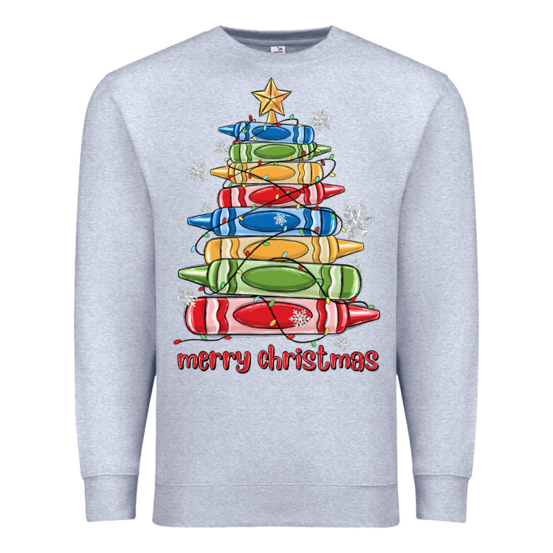Crayons Tree Christmas Premium Sweatshirt by MaliasSmallBusiness | Teevron