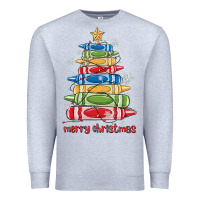 Heather Grey crayons tree christmas Premium Sweatshirt - MaliasSmallBusiness