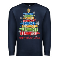 Navy crayons tree christmas Premium Sweatshirt - MaliasSmallBusiness