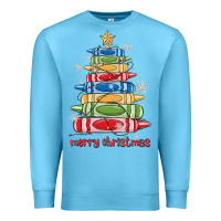 Ocean Blue crayons tree christmas Premium Sweatshirt - MaliasSmallBusiness