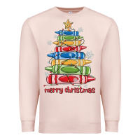 Pale Pink crayons tree christmas Premium Sweatshirt - MaliasSmallBusiness