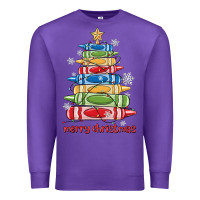 Purple crayons tree christmas Premium Sweatshirt - MaliasSmallBusiness