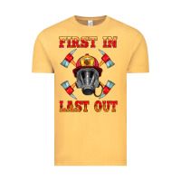 Vintage Mustard firefighter face mask with axes Vintage Tee - HRA Design Shop