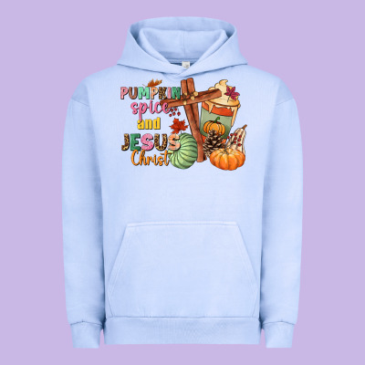 Pumpkin Spice And Jesus Christ Urban Hoodie Designed By Nancycooperartshop