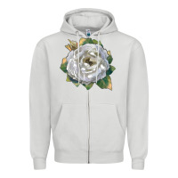 Dove Grey pillow fight rose Zipper Hoodie - LillyAllenDesigns