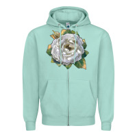 Seafoam pillow fight rose Zipper Hoodie - LillyAllenDesigns
