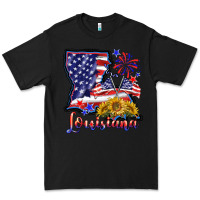 Black 4th of july  louisiana map Premium Tee - BarkalooDesign