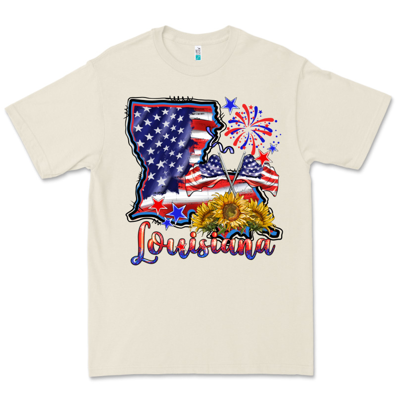 4th Of July  Louisiana Map Premium Tee by BarkalooDesign | Teevron