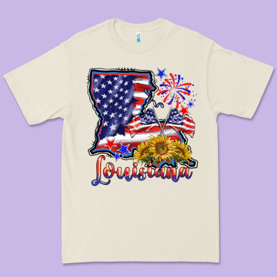 4th Of July  Louisiana Map Premium Tee Designed By Barkaloodesign