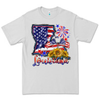 Dove Grey 4th of july  louisiana map Premium Tee - BarkalooDesign