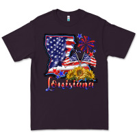 Plum 4th of july  louisiana map Premium Tee - BarkalooDesign