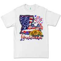 White 4th of july  louisiana map Premium Tee - BarkalooDesign