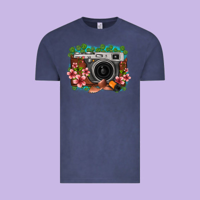 Floral Lotus Leaf Film Roll Vintage Camera Vintage Tee Designed By Fadigitalartstudio