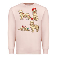 Pale Pink christmas dogs Premium Sweatshirt - MaliasSmallBusiness