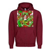 Burgundy Christmas unicorn and gift box Zipper Hoodie - NancyCooperArtShop